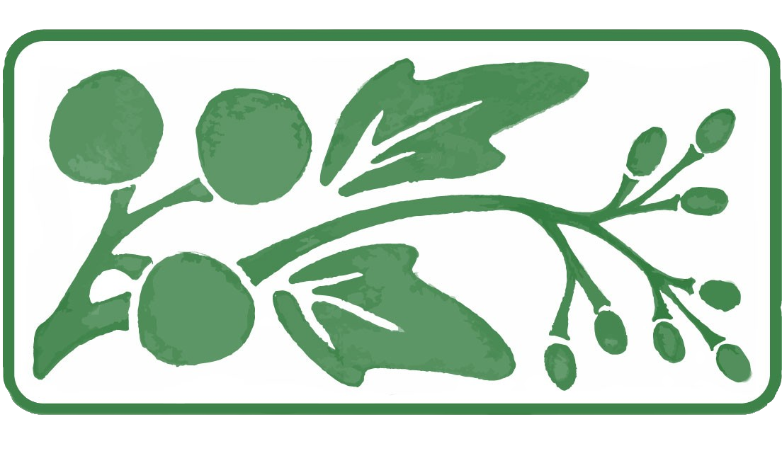 green and white design depicting a branch of kukui nut tree