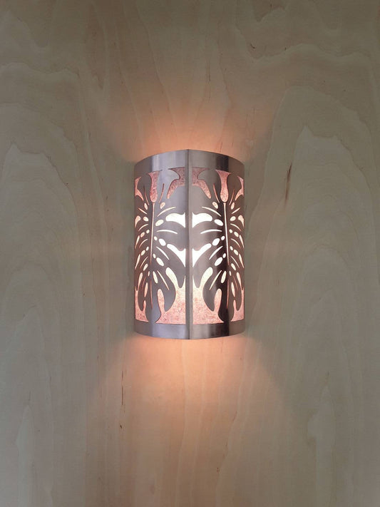 Monstera Leaf Copper Sconce Light- Large